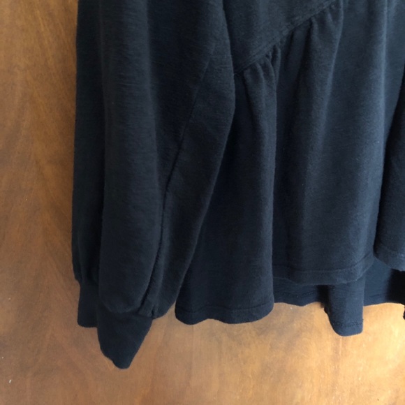 Anthropologie Pilcro Knit Long Sleeve Babydoll Top Black Oversized Puff Sleeve - Picture 12 of 14